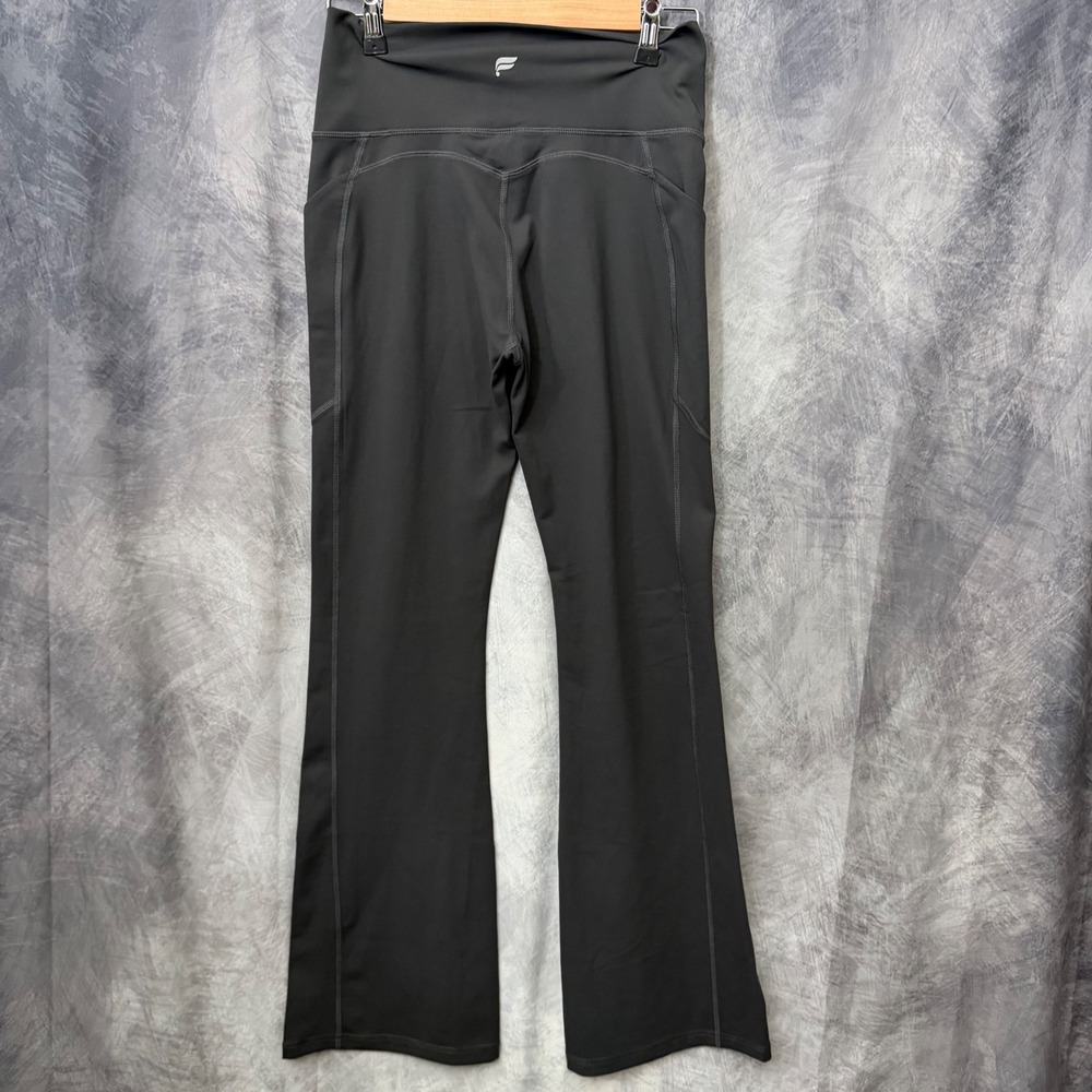 Fabletics PureLuxe Gray High Waist Flare Yoga Pants Medium Pockets Athleisure